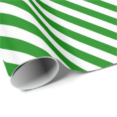 Diag Stripes - Wit en Groen Cadeaupapier (Rol Hoek)