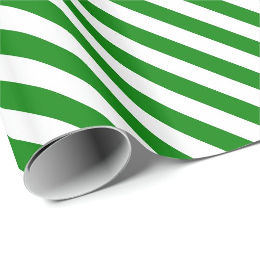 Diag Stripes - Wit en Groen Cadeaupapier (Rol Hoek)