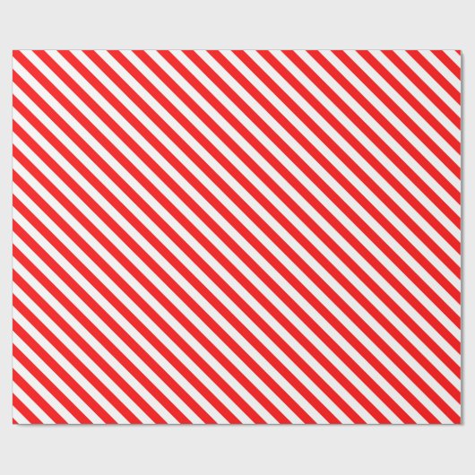 Diag Stripes - wit en rood Cadeaupapier (Vlak)
