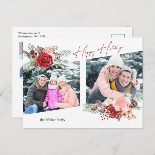 Diagonaal 2-foto's voor Prettige feestdagen Script (Voorkant / Achterkant)