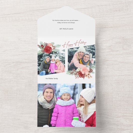 Diagonaal 2-foto's voor Prettige feestdagen Script All In One Uitnodiging (Binnen)