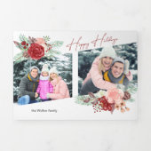 Diagonaal 2-foto's voor Prettige feestdagen Script Drieluik Wenskaart (Cover)