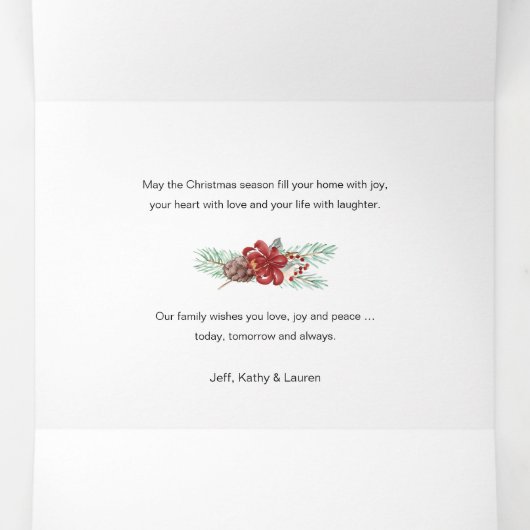 Diagonaal 2-foto's voor Prettige feestdagen Script Drieluik Wenskaart (Binnenkant midden)