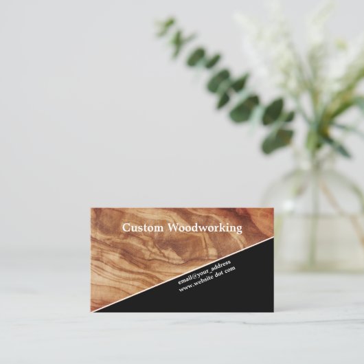 Diagonaal afgewerkt hout timmerwerk beroep visitekaartje (Staand voorkant)