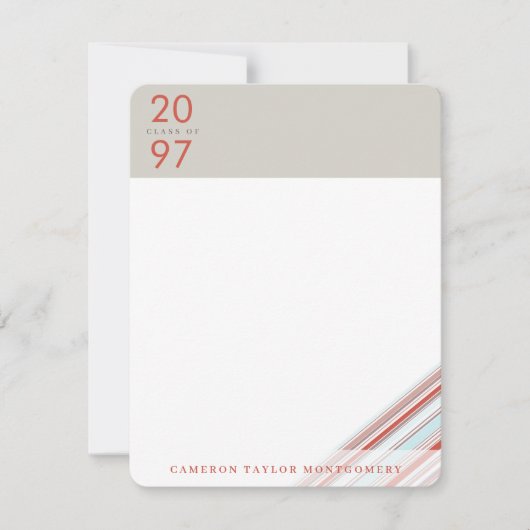 Diagonaal Afstuderen met rode lintplaat in strepes Bedankkaart (Voorkant)