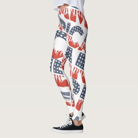 Diagonaal AMERIKA Patroon Leggings voor 4 juli (Links)