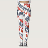 Diagonaal AMERIKA Patroon Leggings voor 4 juli (Voorkant)