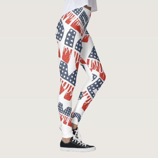 Diagonaal AMERIKA Patroon Leggings voor 4 juli (Rechts)