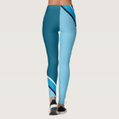 Diagonaal Aqua Blue en Turquoise Leggings (Achterkant)