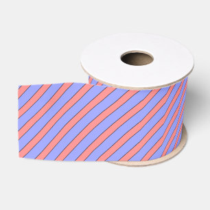 Diagonaal bandpatroon (roze en paars) grosgrain lint