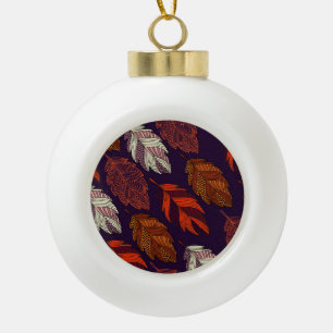 Diagonaal blad: met de hand getekend patroon keramische bal ornament