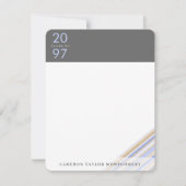 Diagonaal blauw Afstuderen met snijstrepen Bedankkaart (Voorkant)