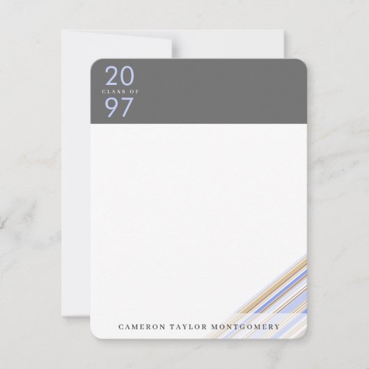 Diagonaal blauw Afstuderen met snijstrepen Bedankkaart (Voorkant)