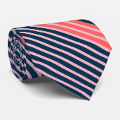 Diagonaal Blauw en Roze Stripes Patroon Stropdas (Opgerold)
