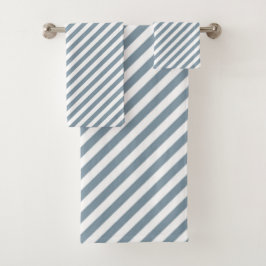 Diagonaal blauw en wit strepenpatroon bad handdoek