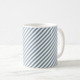 Diagonaal blauw en wit strepenpatroon koffiemok