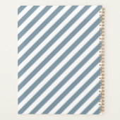 Diagonaal blauw en wit strepenpatroon planner (Achterkant)