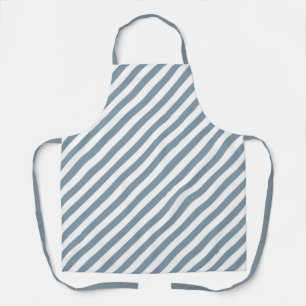 Diagonaal blauw en wit strepenpatroon schort