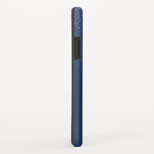 Diagonaal blauw glitter gradiënt Ombre Monogram Case-Mate iPhone Case (Achterkant/rechts)