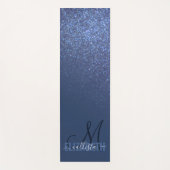Diagonaal blauw glitter gradiënt Ombre Monogram Yogamat (Voorkant)