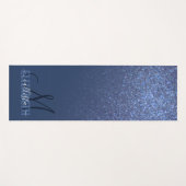 Diagonaal blauw glitter gradiënt Ombre Monogram Yogamat (Voorkant (horizontaal))