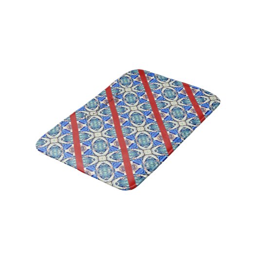 Diagonaal blauw mandala harten patroon Thunder_Cov Badmat (Gekanteld)