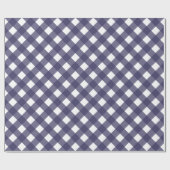 Diagonaal donkerblauw en wit Buffel Plaid Cadeaupapier (Vlak)