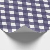 Diagonaal donkerblauw en wit Buffel Plaid Cadeaupapier (Hoek)