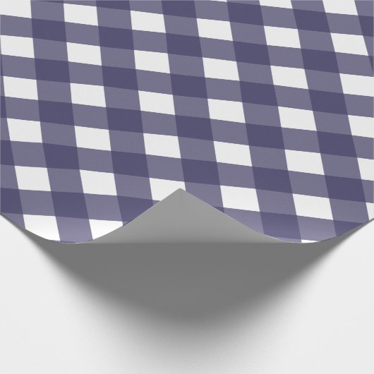 Diagonaal donkerblauw en wit Buffel Plaid Cadeaupapier (Hoek)