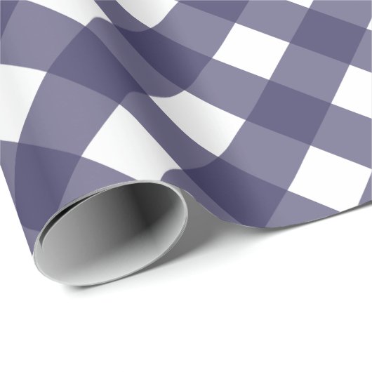 Diagonaal donkerblauw en wit Buffel Plaid Cadeaupapier (Rol Hoek)