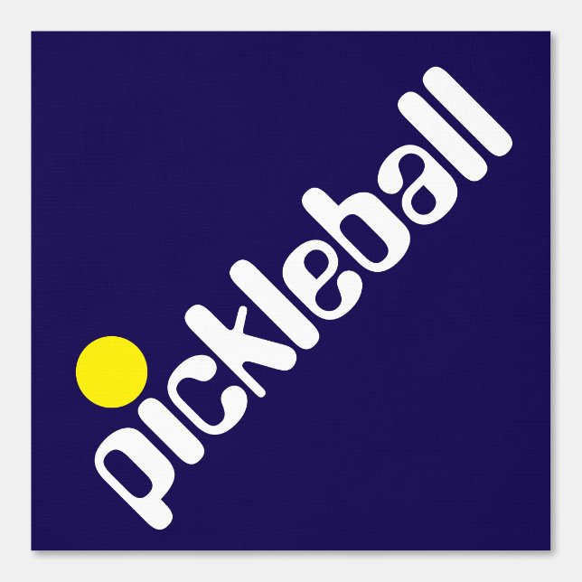 Diagonaal Fun Cool Wit Geel PICKLEBALL op Navy Behang (Voorkant)