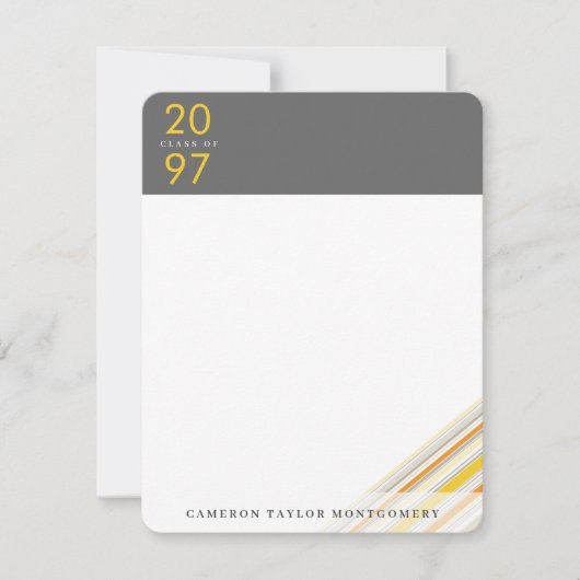 Diagonaal geel Afstuderen met lintverbindingsplate Bedankkaart (Voorkant)