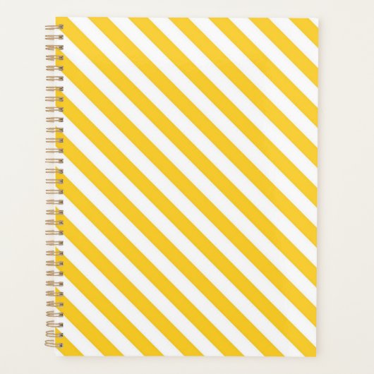 Diagonaal geel en wit strepenpatroon planner (Voorkant)