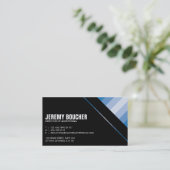 Diagonaal gekleurde strepen - blauw visitekaartje (Staand voorkant)