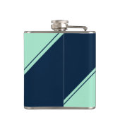 Diagonaal Geometrisch Initiaal Monogram Blauwe Mun Heupfles (Achterkant)