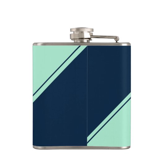 Diagonaal Geometrisch Initiaal Monogram Blauwe Mun Heupfles (Achterkant)