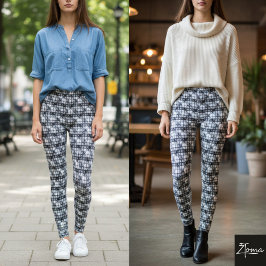 Diagonaal geruit monochroom grijs fijne weving leggings
