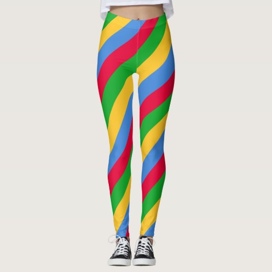 Diagonaal gestreept Eritrea National Flag Colors Leggings (Voorkant)