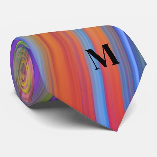 Diagonaal Gestreept Kleurrijk Monogram Stropdas (Opgerold)