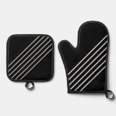 Diagonaal gestreept ovenwant & pannenlap set (Voorkant)