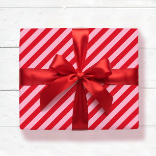 Diagonaal gestreept patroon rood roze brede streep cadeaupapier