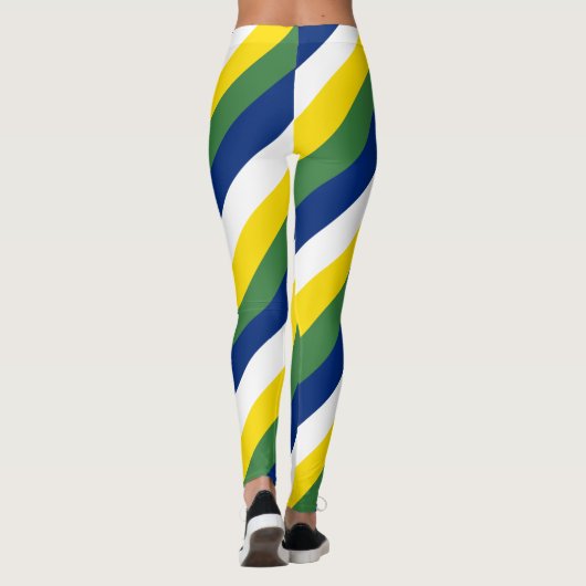 Diagonaal gestreept voor nationale vlag van Brazil Leggings (Achterkant)