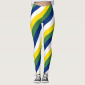 Diagonaal gestreept voor nationale vlag van Brazil Leggings (Voorkant)