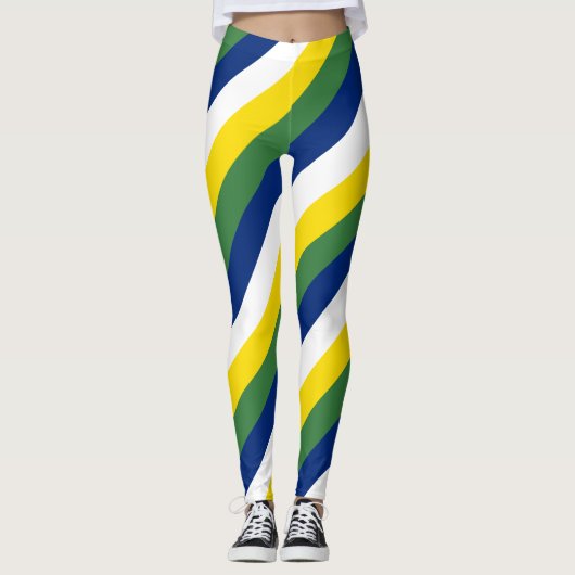 Diagonaal gestreept voor nationale vlag van Brazil Leggings (Voorkant)