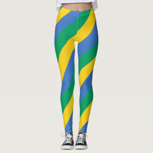 Diagonaal gestreept voor nationale vlag van Gabon Leggings