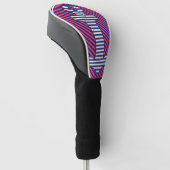 Diagonaal gestreepte blauwe anker  golfheadcover (Schuin)