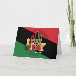 diagonaal gestreepte Gelukkig Kwanzaa Feestdagen Kaart
