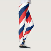 Diagonaal gestreepte Noorse nationale vlagkleuren Leggings (Rechts)