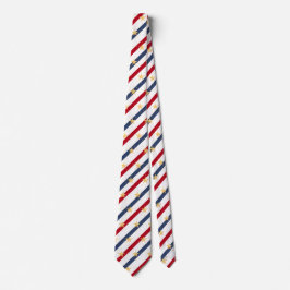 Diagonaal gestreepte rood wit blauw goud sterren b stropdas