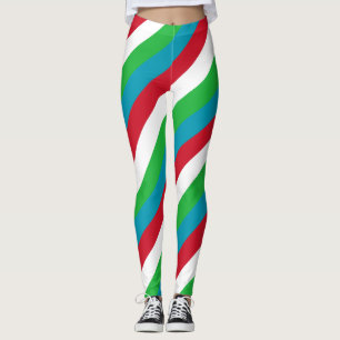 Diagonaal gestript op nationale vlaggekleurde kleu leggings